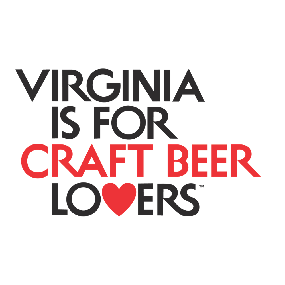 Text 'Virginia is for Craft Beer Lovers' with a red heart on a white background